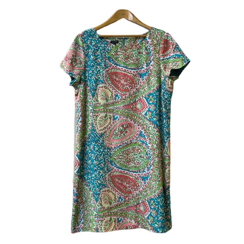 Talbots Women’s 100% Silk Dress Sz 16 Colorful Paisley Wedding Easter Church EUC
